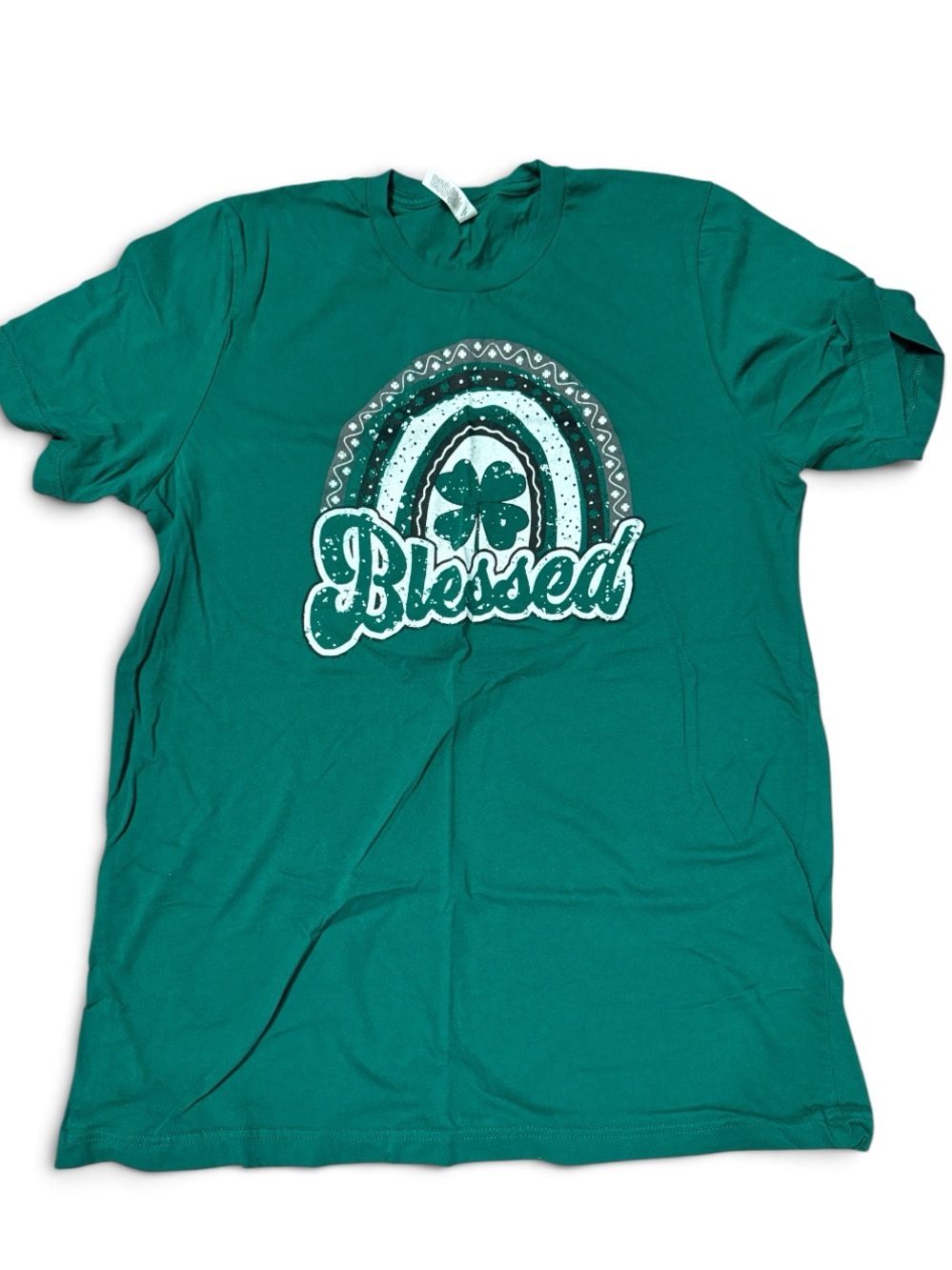 Shamrock blessed print graphic T-shirt size Large
